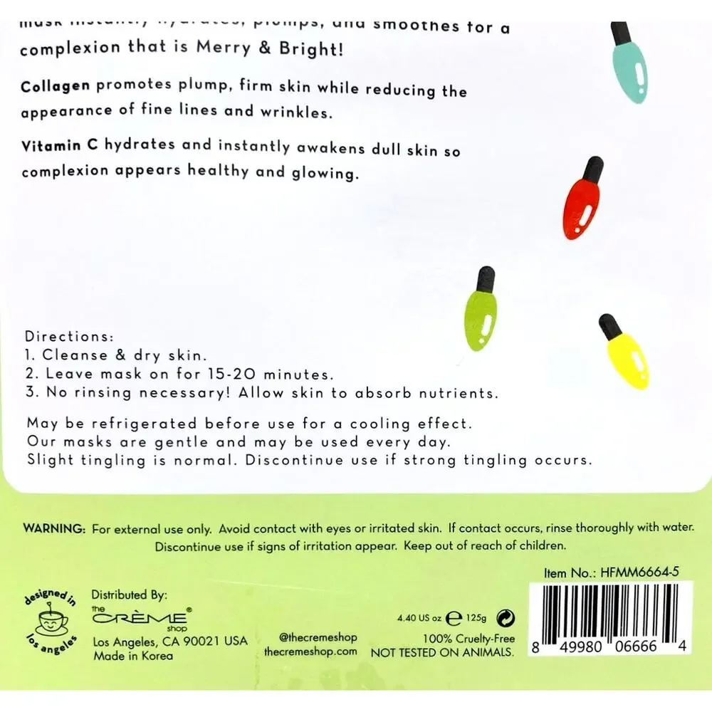 The Creme Shop Merry & Bright Limited Edition Essence Sheet Mask (set of 5)